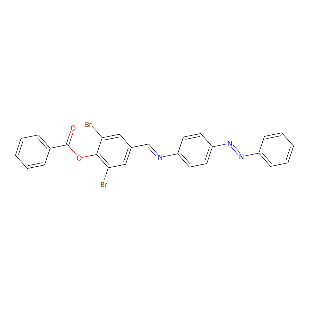 Phenol, 2,6-dibromo-4-[[[4-(2-phenyldiazenyl)phenyl]imino]methyl]-, 1-benzoate molecular structure, CAS 339240-95-8