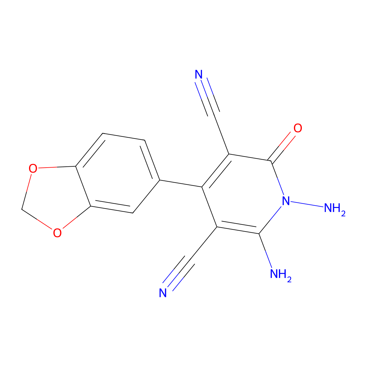 1,6-Diamino-4-(1,3-benzodioxol-5-yl)-2-oxo-1,2-dihydropyridine-3,5-dicarbonitrile molecular structure, CAS 339248-22-5
