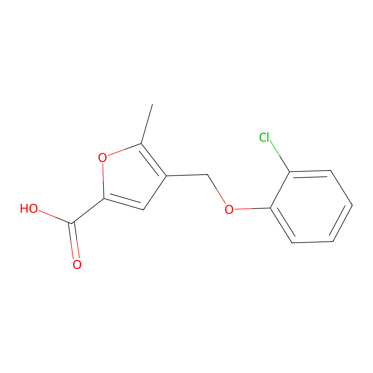 4-((2-Chlorophenoxy)methyl)-5-methylfuran-2-carboxylic acid molecular structure, CAS 339253-95-1