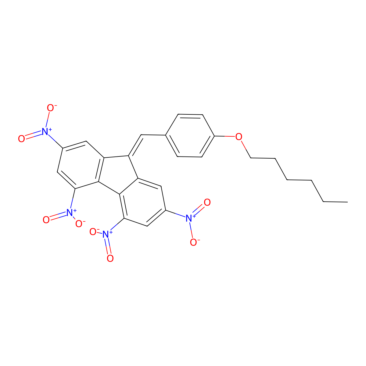 9-[4-(hexyloxy)benzylidene]-2,4,5,7-tetranitro-9H-fluorene molecular structure, CAS 339255-20-8