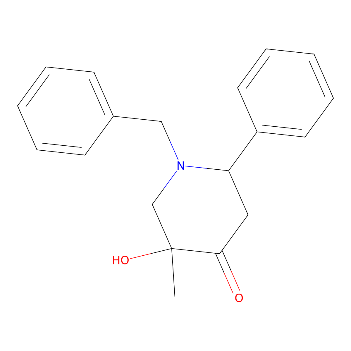 1-Benzyl-5-hydroxy-5-methyl-2-phenylpiperidin-4-one molecular structure, CAS 339261-17-5