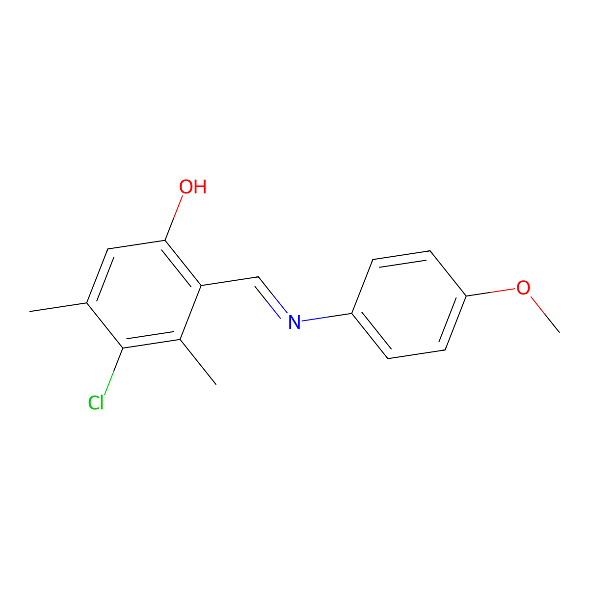Phenol, 4-chloro-2-[[(4-methoxyphenyl)imino]methyl]-3,5-dimethyl- molecular structure, CAS 339262-28-1
