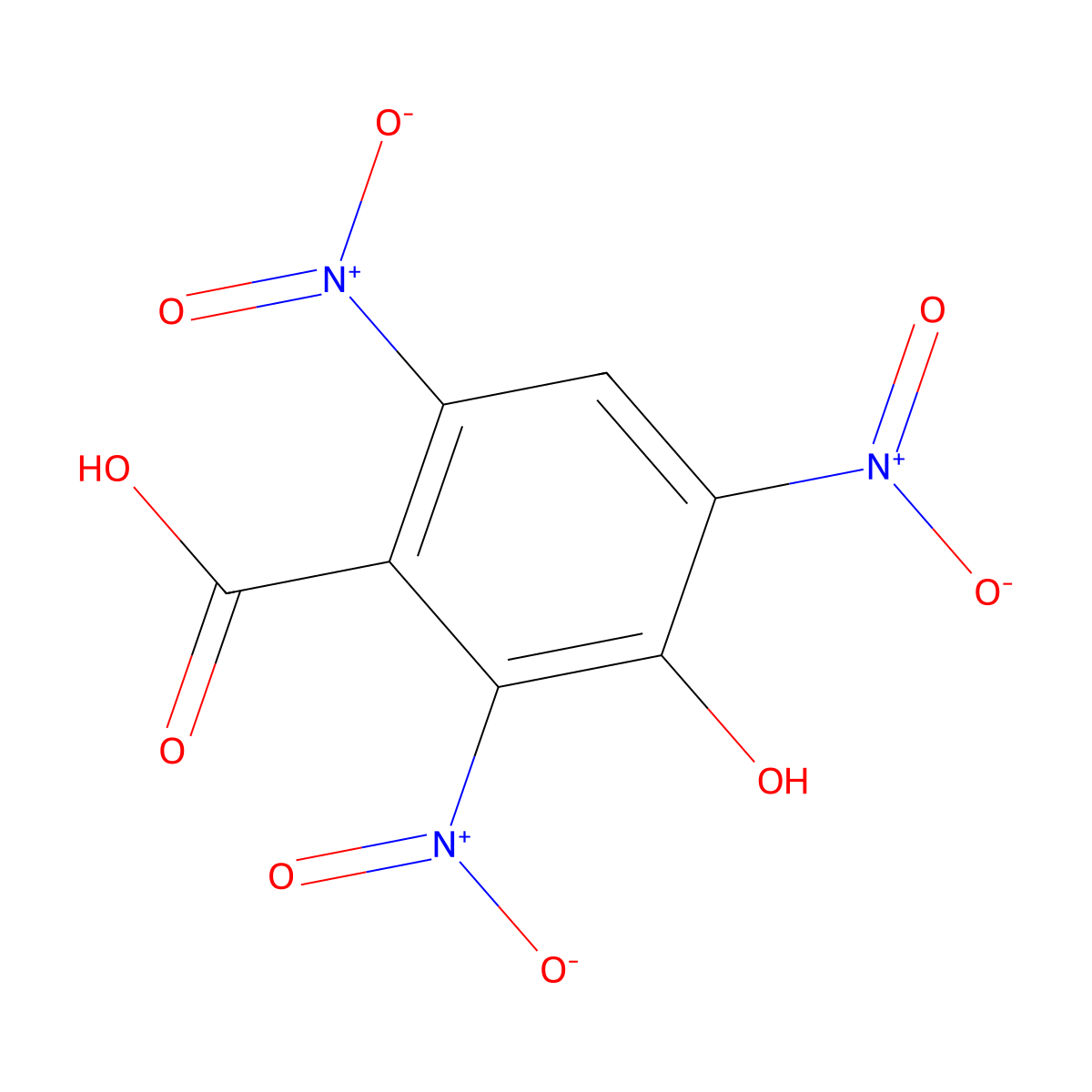3-Hydroxy-2,4,6-trinitrobenzoic acid molecular structure, CAS 33927-45-6