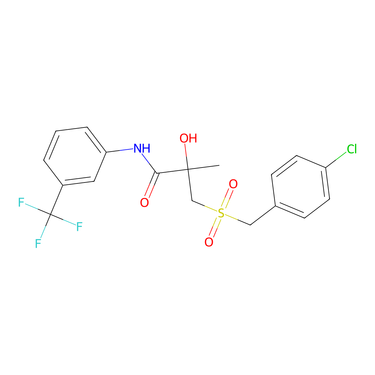 3-[(4-chlorobenzyl)sulfonyl]-2-hydroxy-2-methyl-N-[3-(trifluoromethyl)phenyl]propanamide molecular structure, CAS 339275-64-8