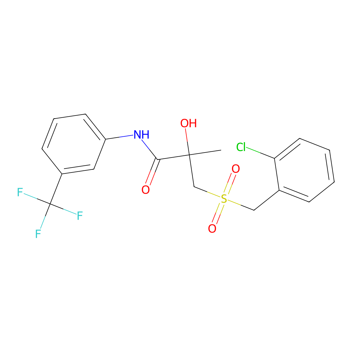 3-[(2-chlorobenzyl)sulfonyl]-2-hydroxy-2-methyl-N-[3-(trifluoromethyl)phenyl]propanamide molecular structure, CAS 339275-65-9