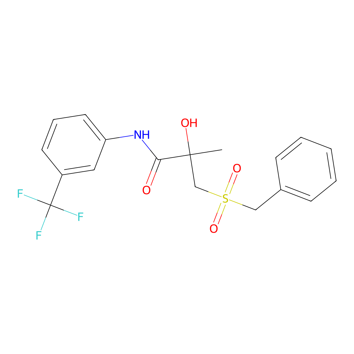 3-(benzylsulfonyl)-2-hydroxy-2-methyl-N-[3-(trifluoromethyl)phenyl]propanamide molecular structure, CAS 339275-66-0