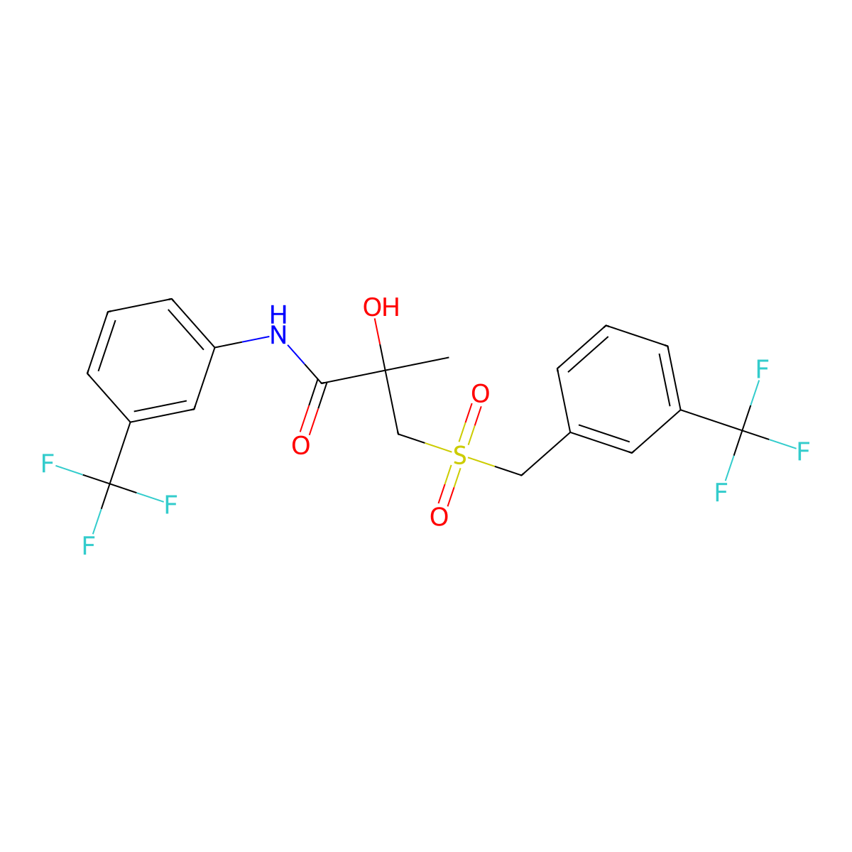 2-hydroxy-2-methyl-3-{[3-(trifluoromethyl)benzyl]sulfonyl}-N-[3-(trifluoromethyl)phenyl]propanamide molecular structure, CAS 339275-67-1