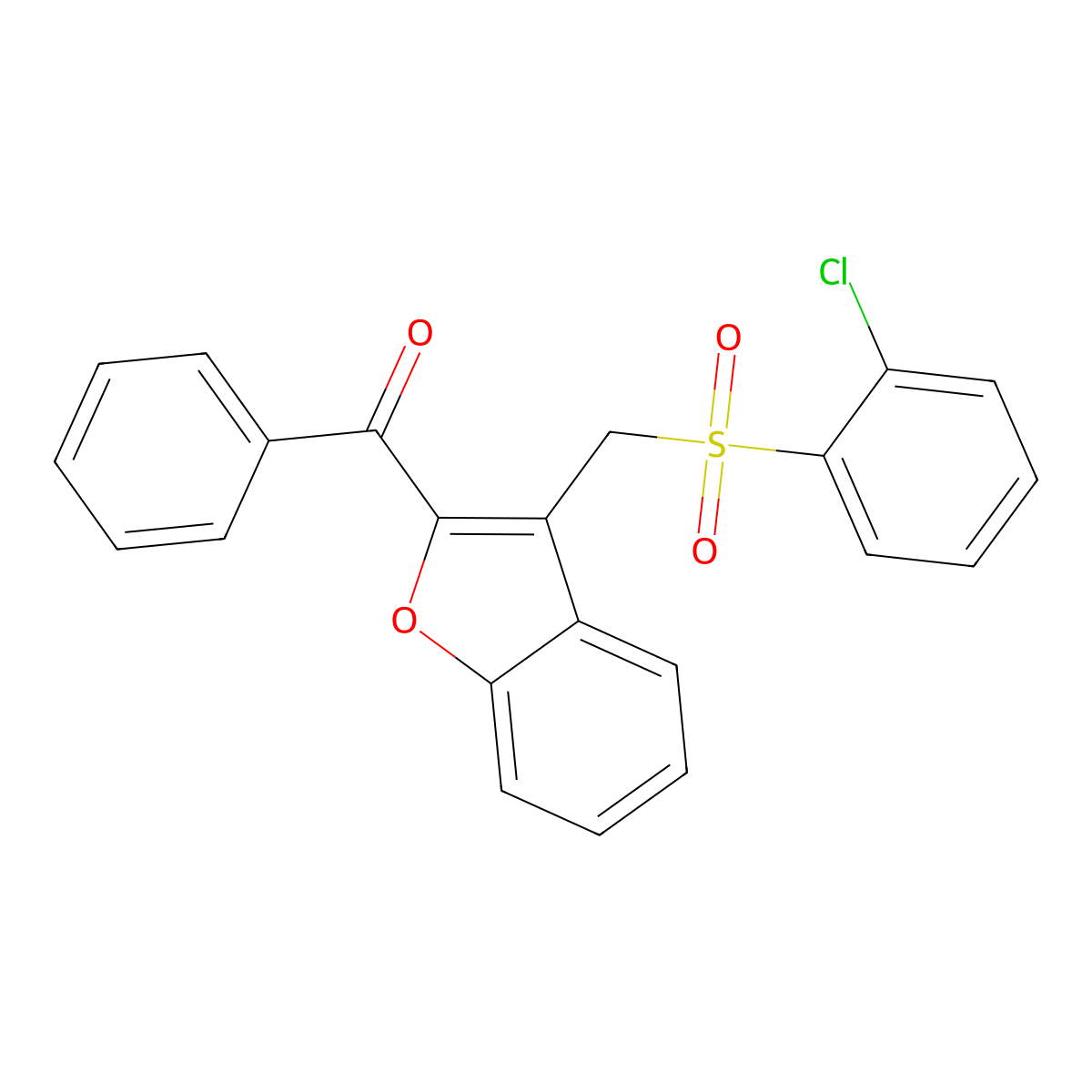 (3-{[(2-Chlorophenyl)sulfonyl]methyl}-1-benzofuran-2-yl)(phenyl)methanone molecular structure, CAS 339275-75-1