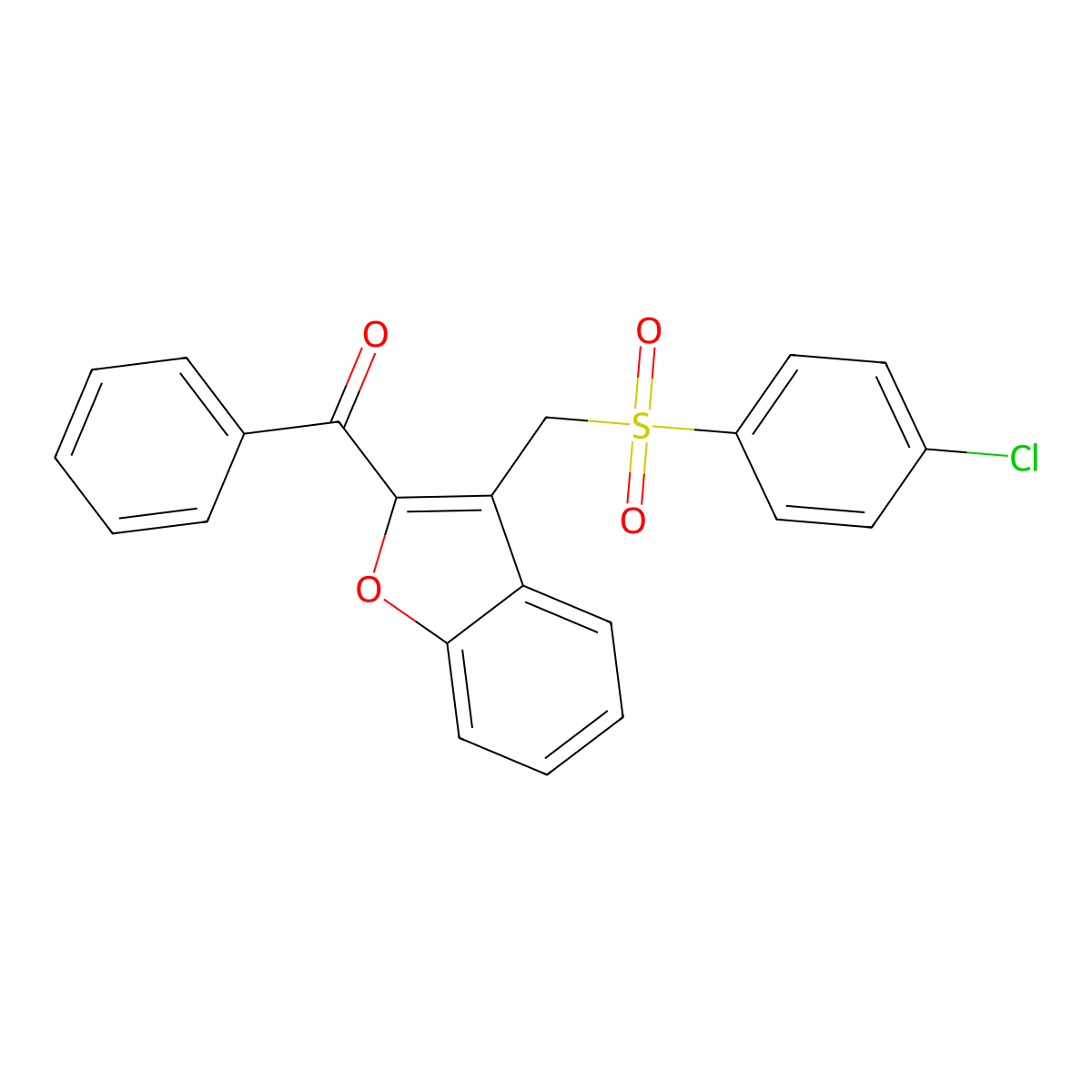 (3-{[(4-Chlorophenyl)sulfonyl]methyl}-1-benzofuran-2-yl)(phenyl)methanone molecular structure, CAS 339275-76-2