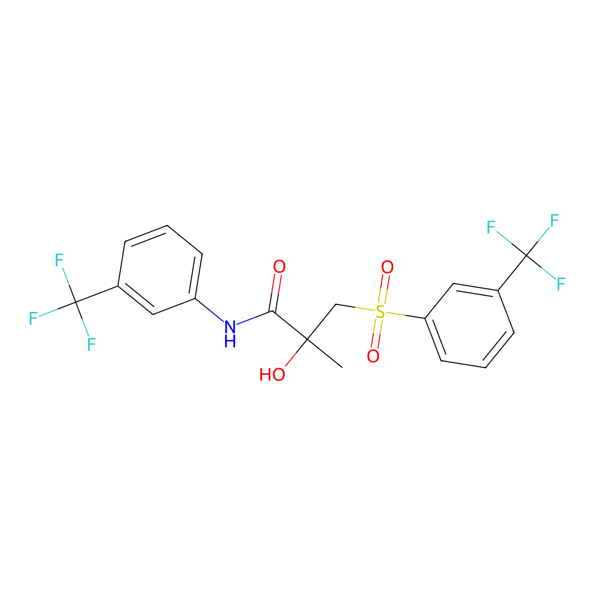 2-hydroxy-2-methyl-N-[3-(trifluoromethyl)phenyl]-3-{[3-(trifluoromethyl)phenyl]sulfonyl}propanamide molecular structure, CAS 339275-77-3