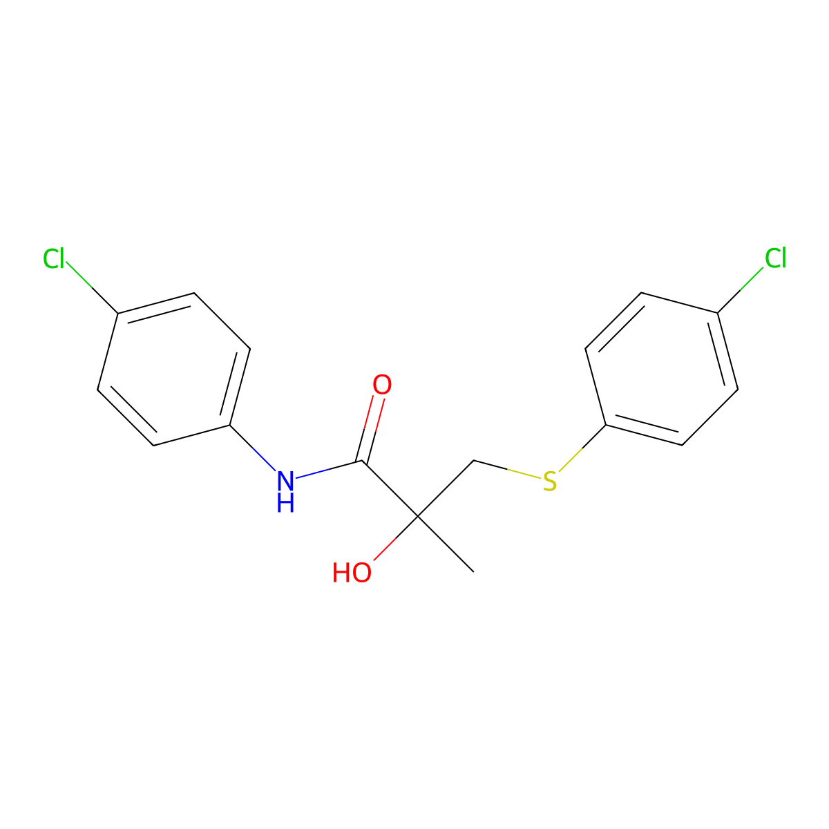 N-(4-chlorophenyl)-3-[(4-chlorophenyl)sulfanyl]-2-hydroxy-2-methylpropanamide molecular structure, CAS 339275-82-0