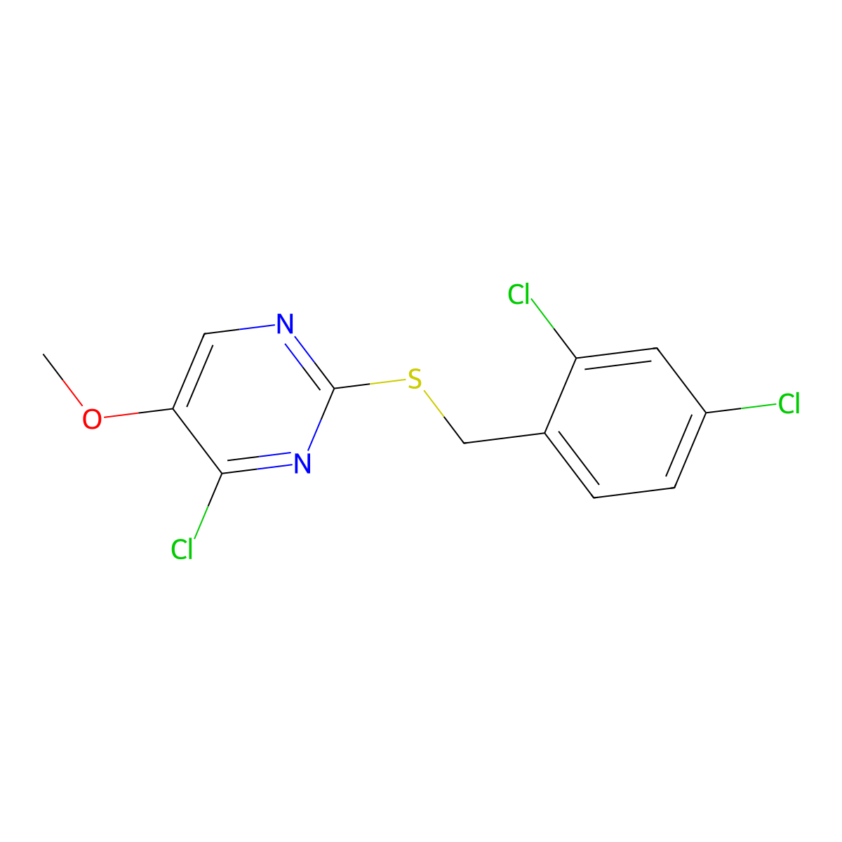 4-Chloro-2-[(2,4-dichlorobenzyl)sulfanyl]-5-methoxypyrimidine molecular structure, CAS 339275-84-2