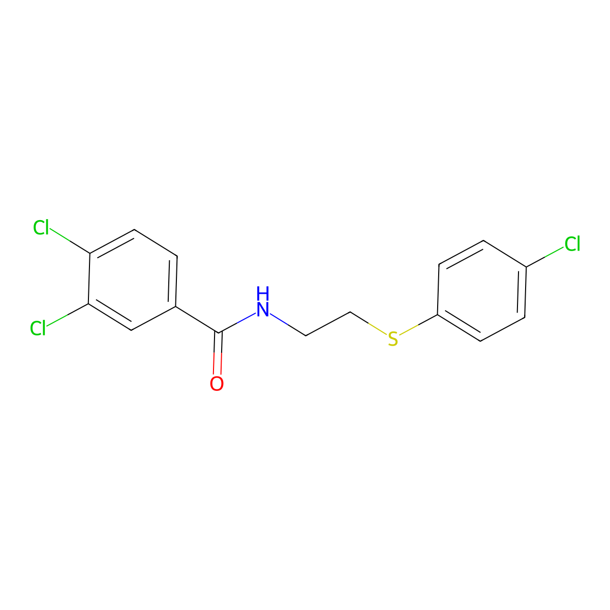 3,4-Dichloro-N-(2-((4-chlorophenyl)sulfanyl)ethyl)benzenecarboxamide molecular structure, CAS 339275-85-3