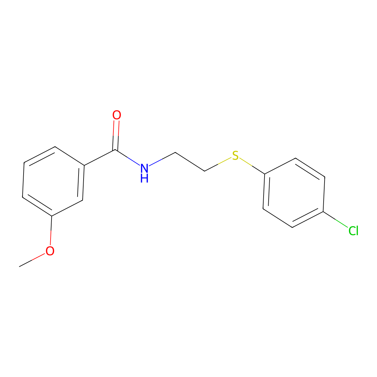 N-(2-((4-Chlorophenyl)sulfanyl)ethyl)-3-methoxybenzenecarboxamide molecular structure, CAS 339275-86-4