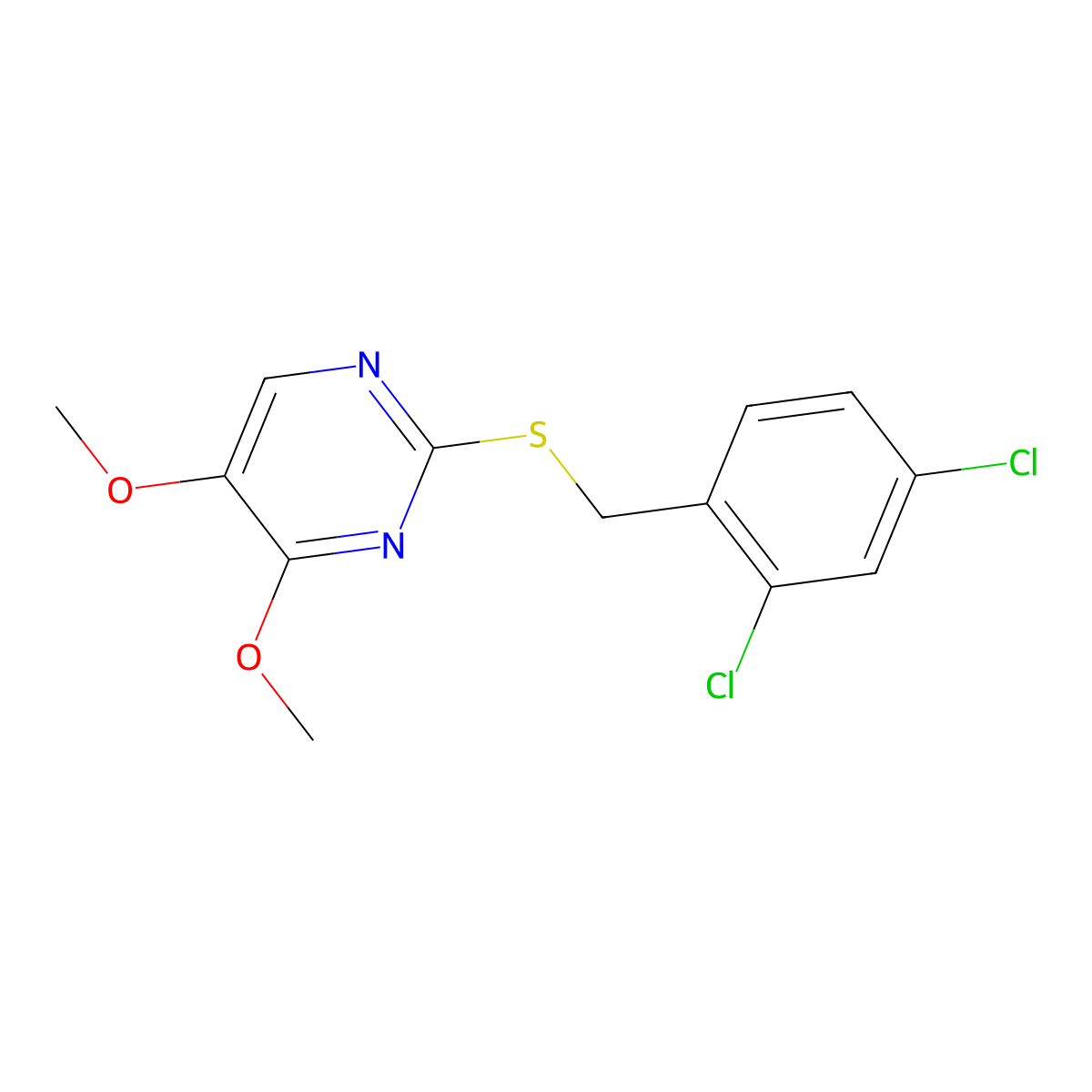 2-[(2,4-Dichlorobenzyl)sulfanyl]-4,5-dimethoxypyrimidine molecular structure, CAS 339275-88-6
