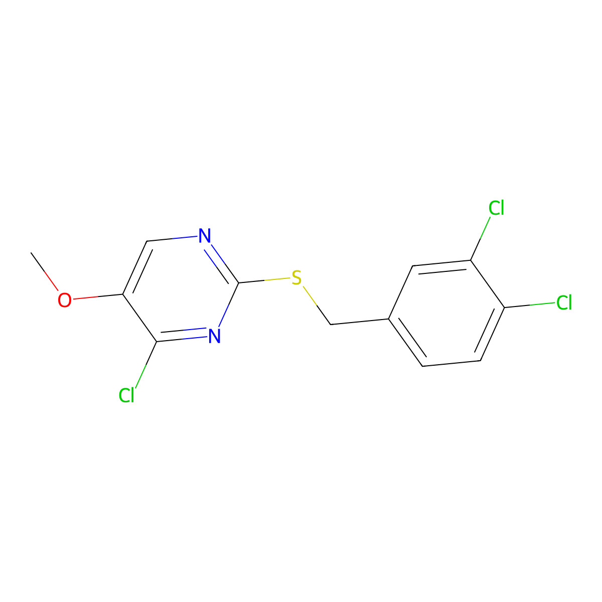 4-Chloro-2-[(3,4-dichlorobenzyl)sulfanyl]-5-methoxypyrimidine molecular structure, CAS 339275-97-7