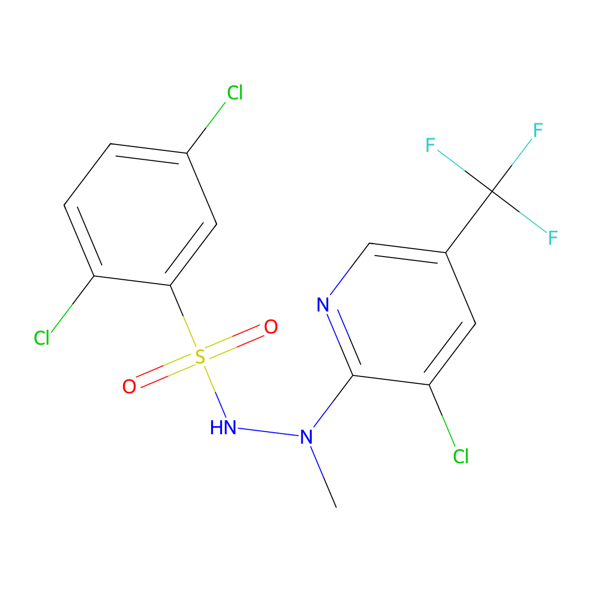 2,5-dichloro-N'-[3-chloro-5-(trifluoromethyl)-2-pyridinyl]-N'-methylbenzenesulfonohydrazide molecular structure, CAS 339276-23-2