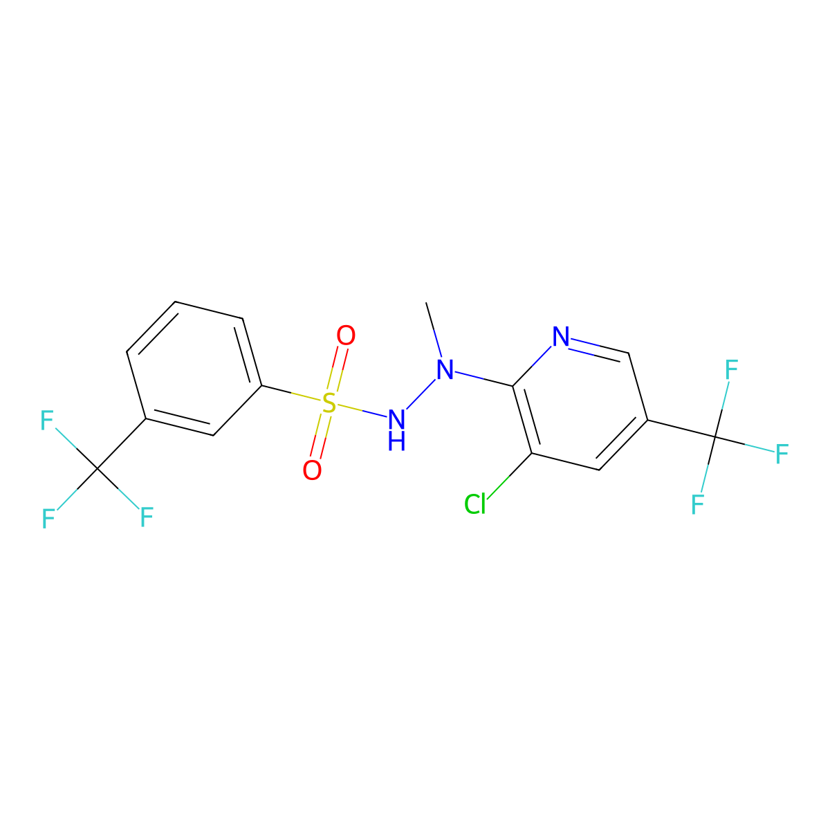 N'-[3-chloro-5-(trifluoromethyl)-2-pyridinyl]-N'-methyl-3-(trifluoromethyl)benzenesulfonohydrazide molecular structure, CAS 339276-25-4