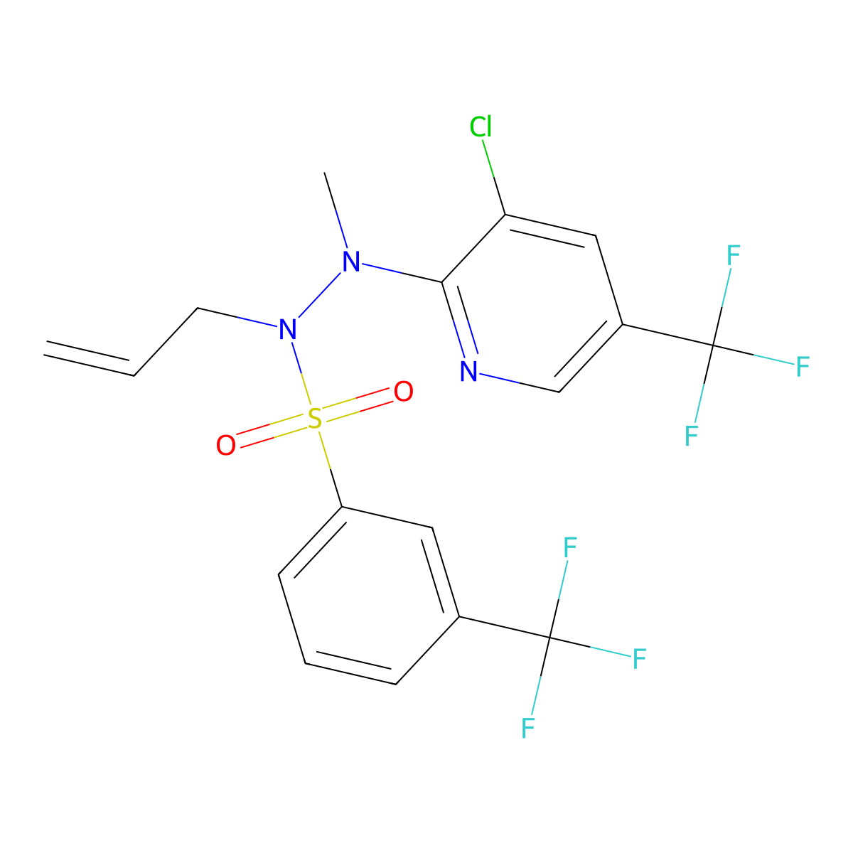 N-allyl-N'-[3-chloro-5-(trifluoromethyl)-2-pyridinyl]-N'-methyl-3-(trifluoromethyl)benzenesulfonohydrazide molecular structure, CAS 339276-31-2