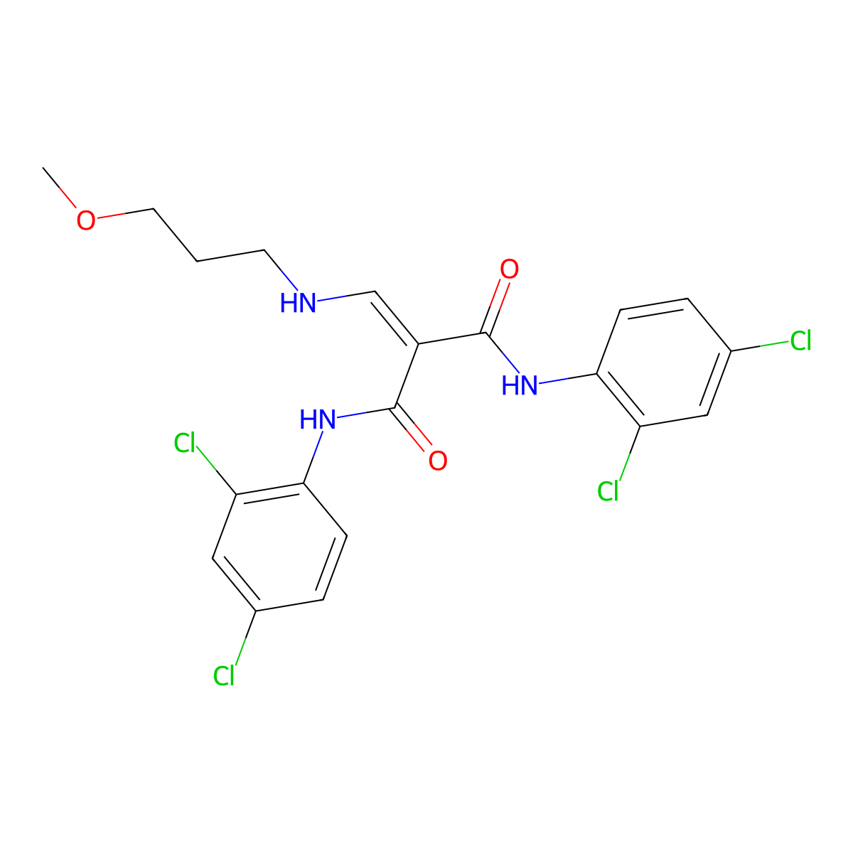N,N'-bis(2,4-dichlorophenyl)-2-[(3-methoxypropylamino)methylidene]propanediamide molecular structure, CAS 339276-42-5