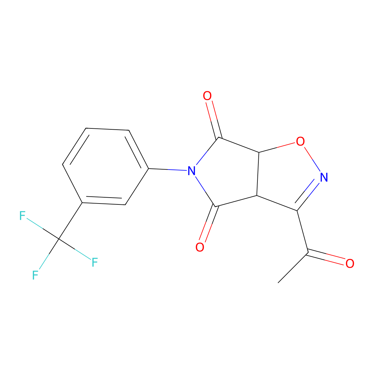 3-acetyl-5-[3-(trifluoromethyl)phenyl]-3aH-pyrrolo[3,4-d]isoxazole-4,6(5H,6aH)-dione molecular structure, CAS 339276-46-9