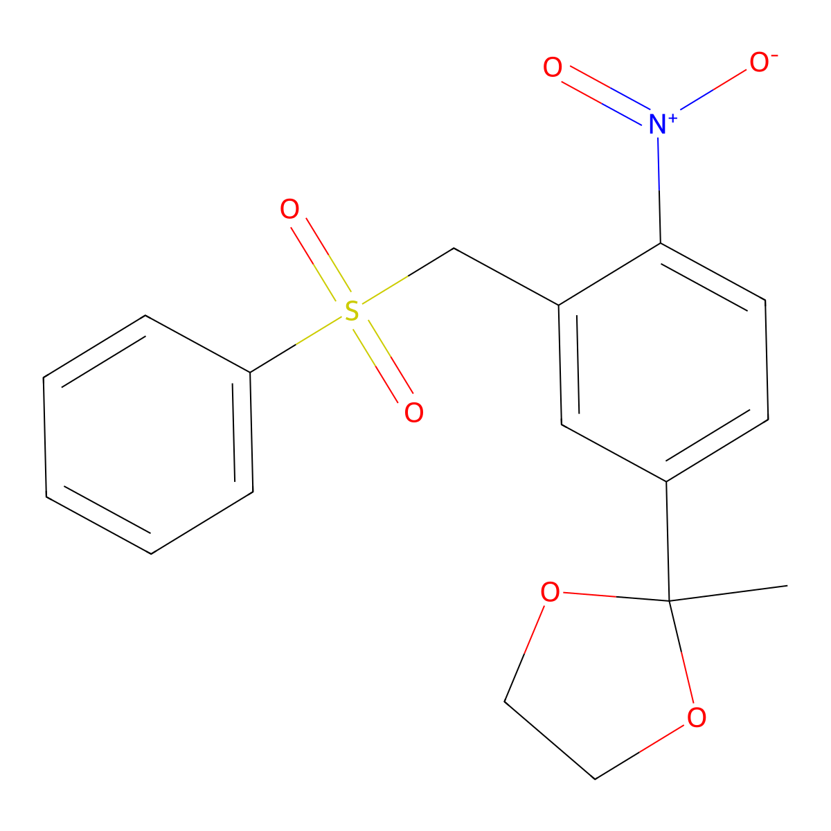 2-Methyl-2-{4-nitro-3-[(phenylsulfonyl)methyl]phenyl}-1,3-dioxolane molecular structure, CAS 339276-49-2
