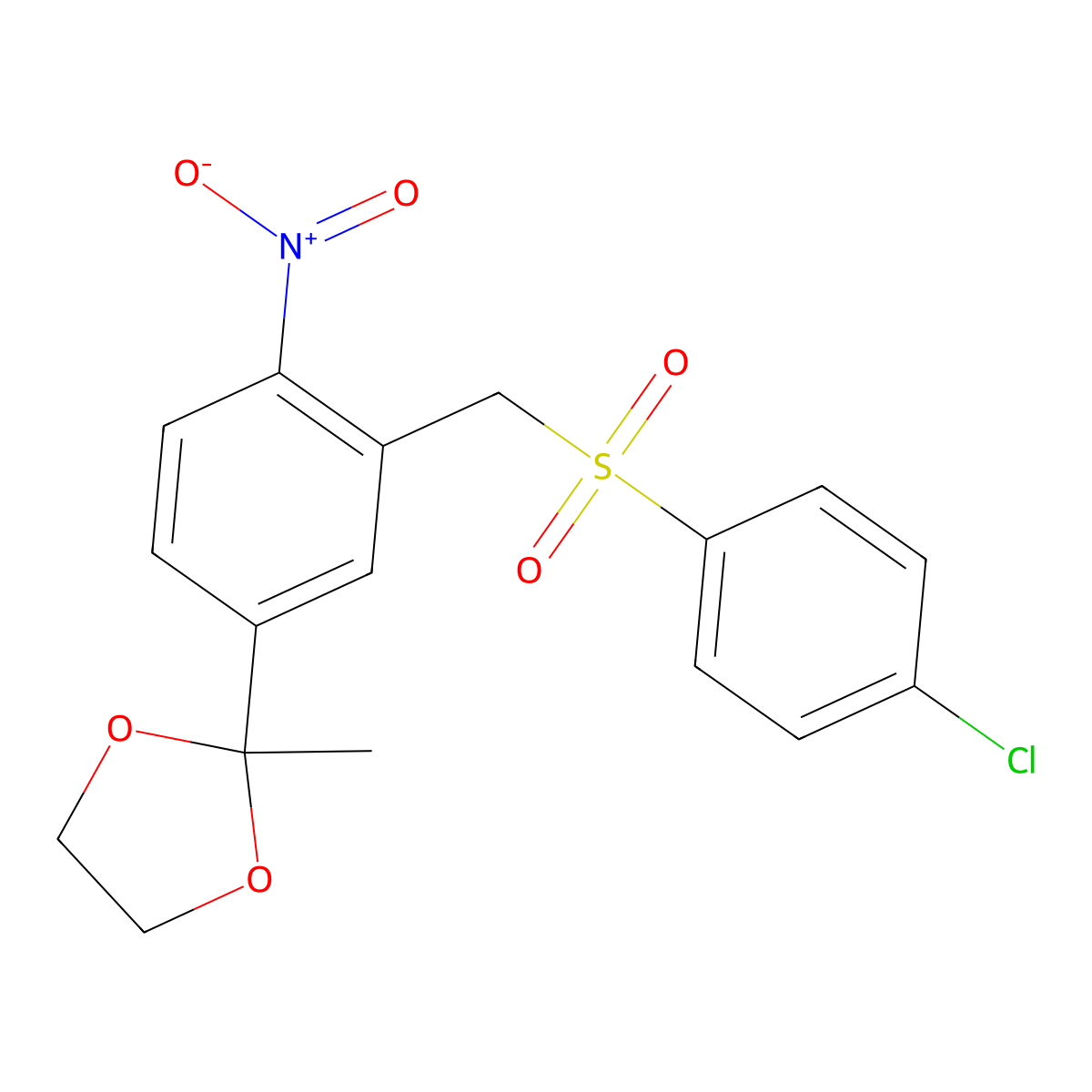 2-(3-{[(4-Chlorophenyl)sulfonyl]methyl}-4-nitrophenyl)-2-methyl-1,3-dioxolane molecular structure, CAS 339276-53-8