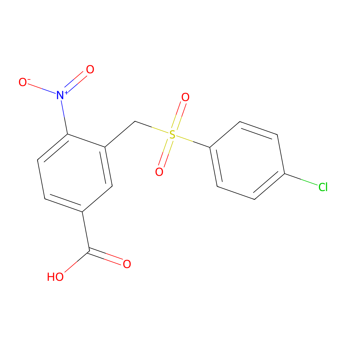 3-{[(4-Chlorophenyl)sulfonyl]methyl}-4-nitrobenzenecarboxylic acid molecular structure, CAS 339276-54-9
