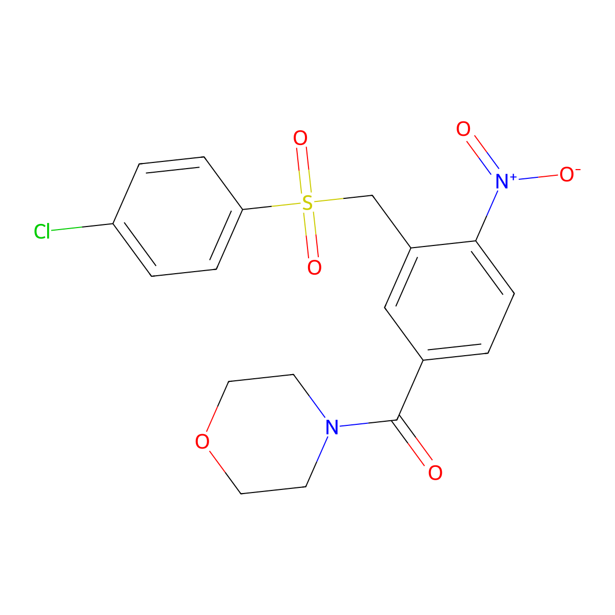 (3-(((4-Chlorophenyl)sulfonyl)methyl)-4-nitrophenyl)(morpholino)methanone molecular structure, CAS 339276-57-2