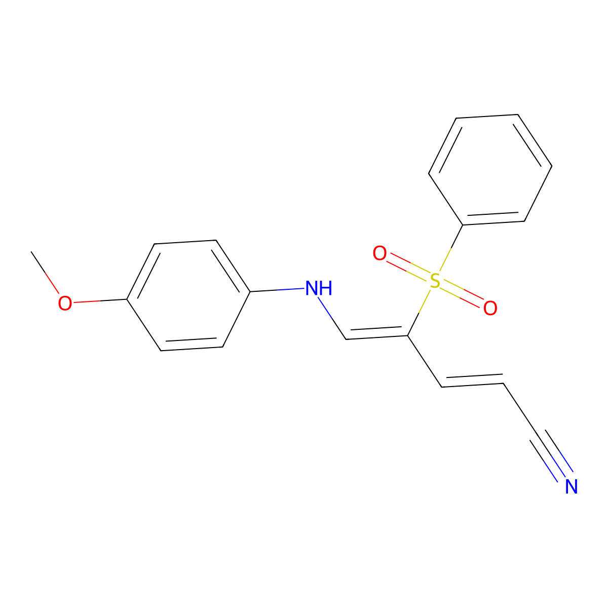 5-(4-Methoxyanilino)-4-(phenylsulfonyl)-2,4-pentadienenitrile molecular structure, CAS 339276-65-2