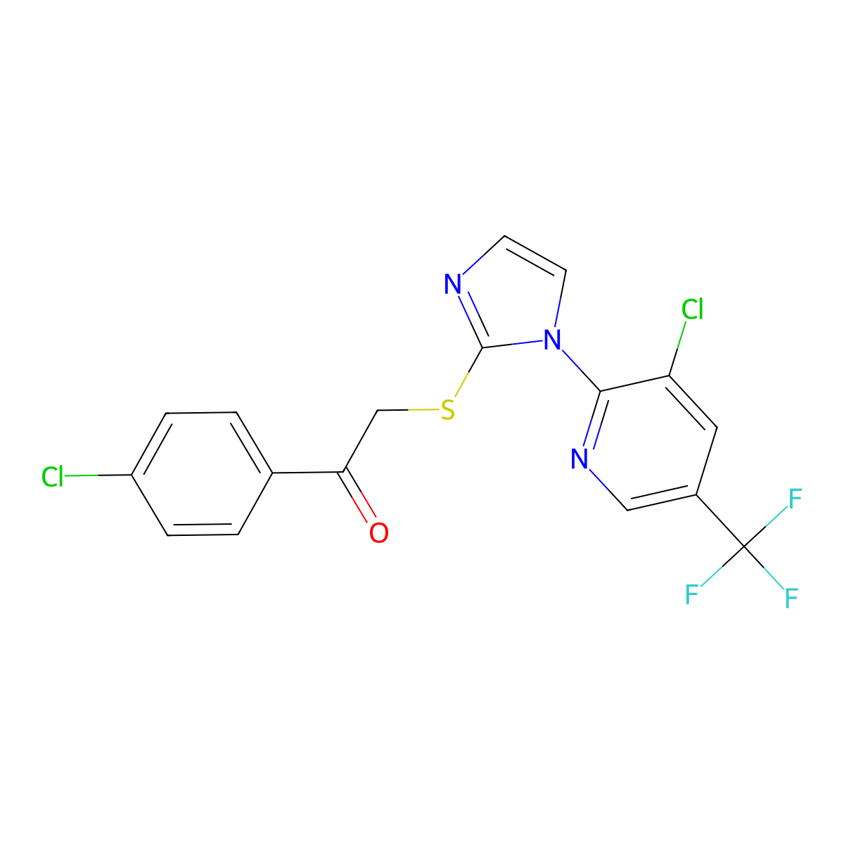 1-(4-chlorophenyl)-2-({1-[3-chloro-5-(trifluoromethyl)-2-pyridinyl]-1H-imidazol-2-yl}sulfanyl)-1-ethanone molecular structure, CAS 339276-71-0