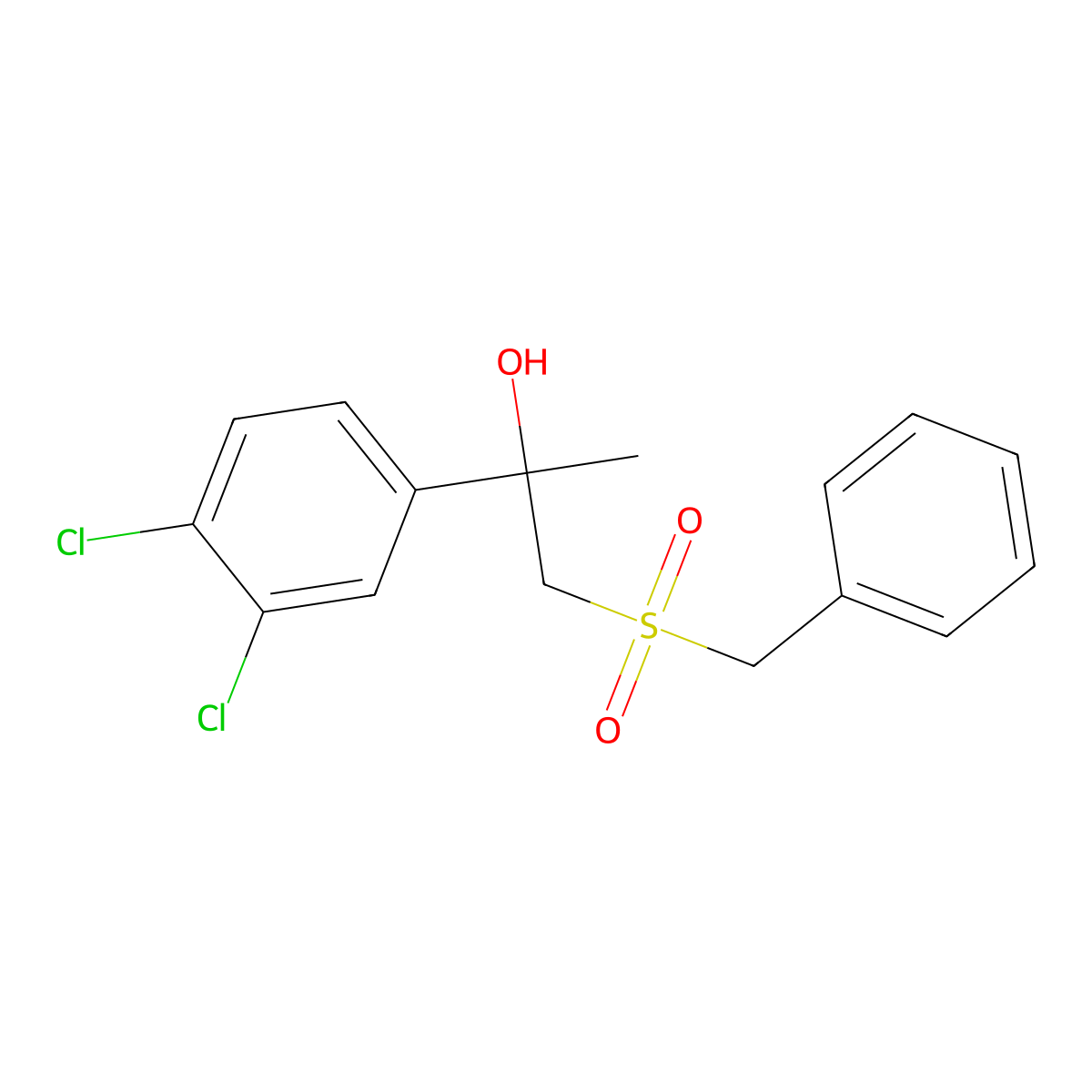 1-(Benzylsulfonyl)-2-(3,4-dichlorophenyl)-2-propanol molecular structure, CAS 339276-78-7