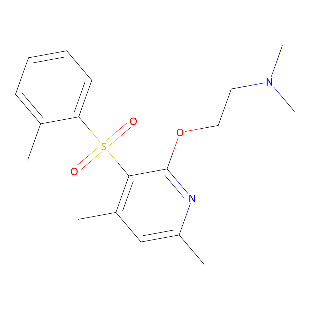 2-({4,6-dimethyl-3-[(2-methylphenyl)sulfonyl]-2-pyridinyl}oxy)-N,N-dimethyl-1-ethanamine molecular structure, CAS 339276-87-8