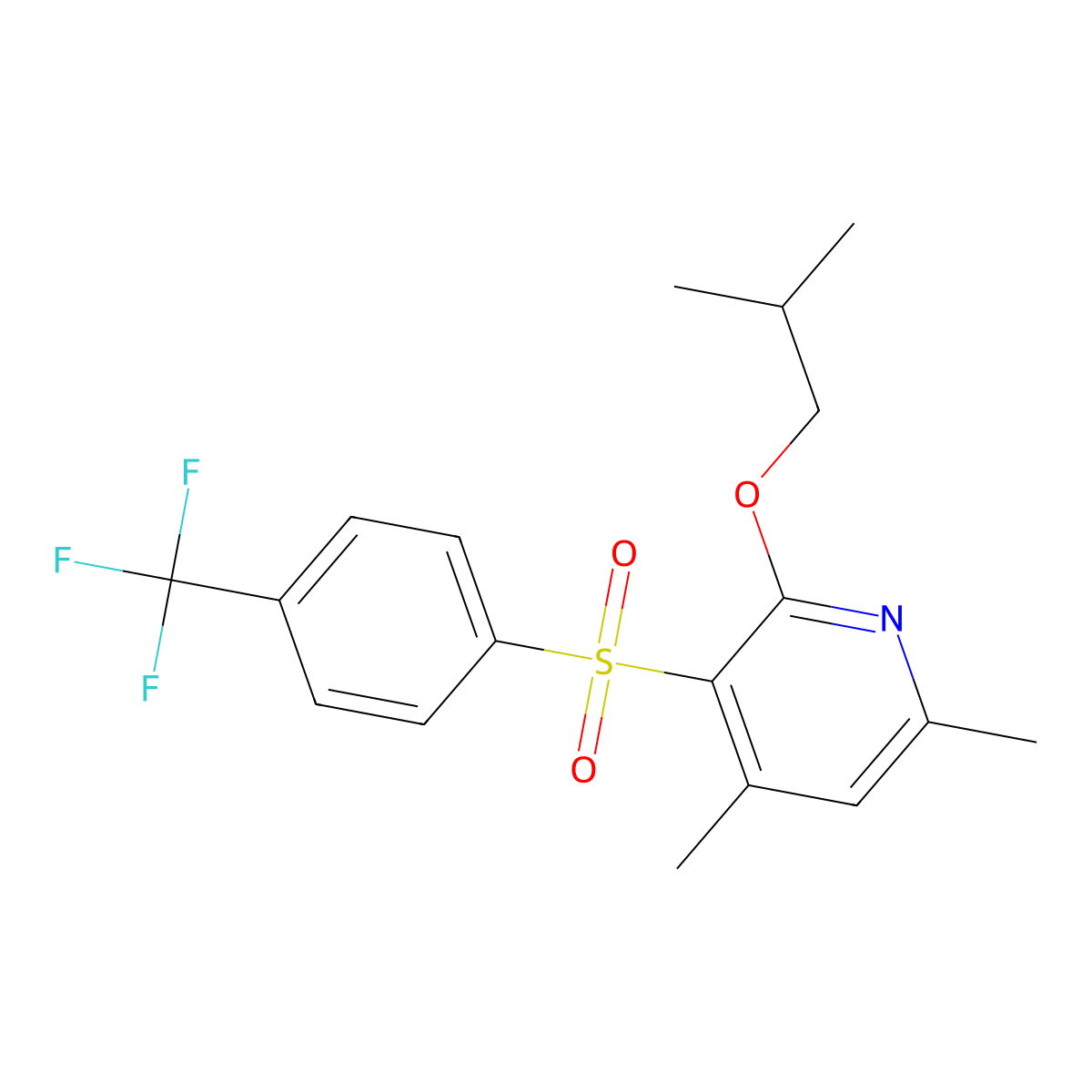 2-Isobutoxy-4,6-dimethyl-3-pyridinyl 4-(trifluoromethyl)phenyl sulfone molecular structure, CAS 339276-95-8