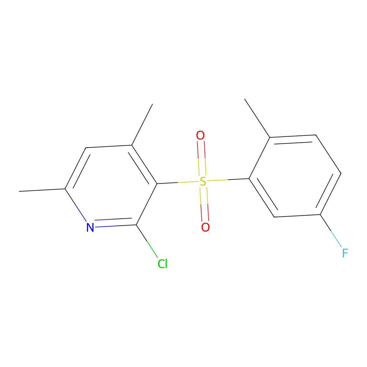 2-Chloro-3-[(5-fluoro-2-methylphenyl)sulfonyl]-4,6-dimethylpyridine molecular structure, CAS 339276-96-9