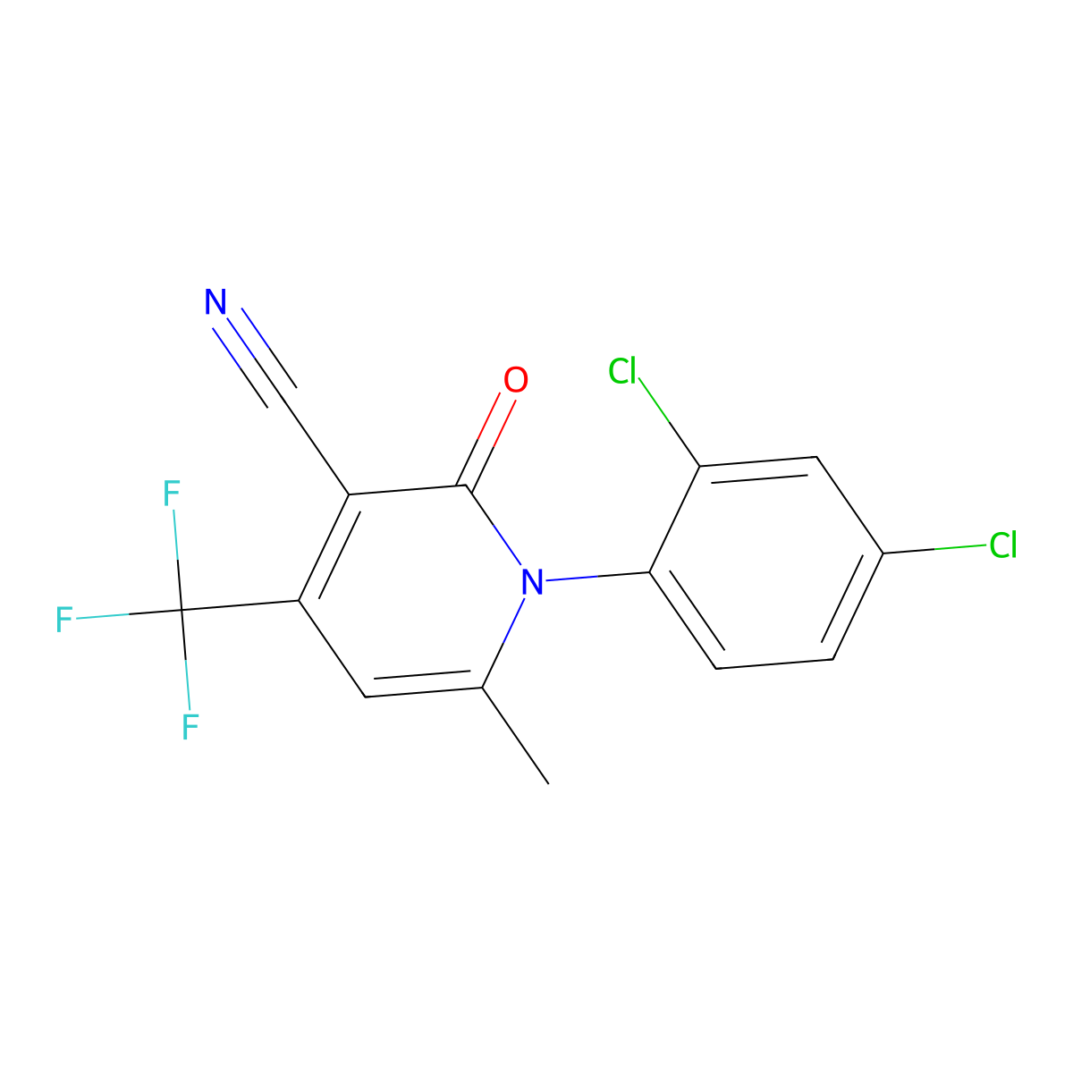 1-(2,4-Dichlorophenyl)-6-methyl-2-oxo-4-(trifluoromethyl)-1,2-dihydro-3-pyridinecarbonitrile molecular structure, CAS 339276-98-1