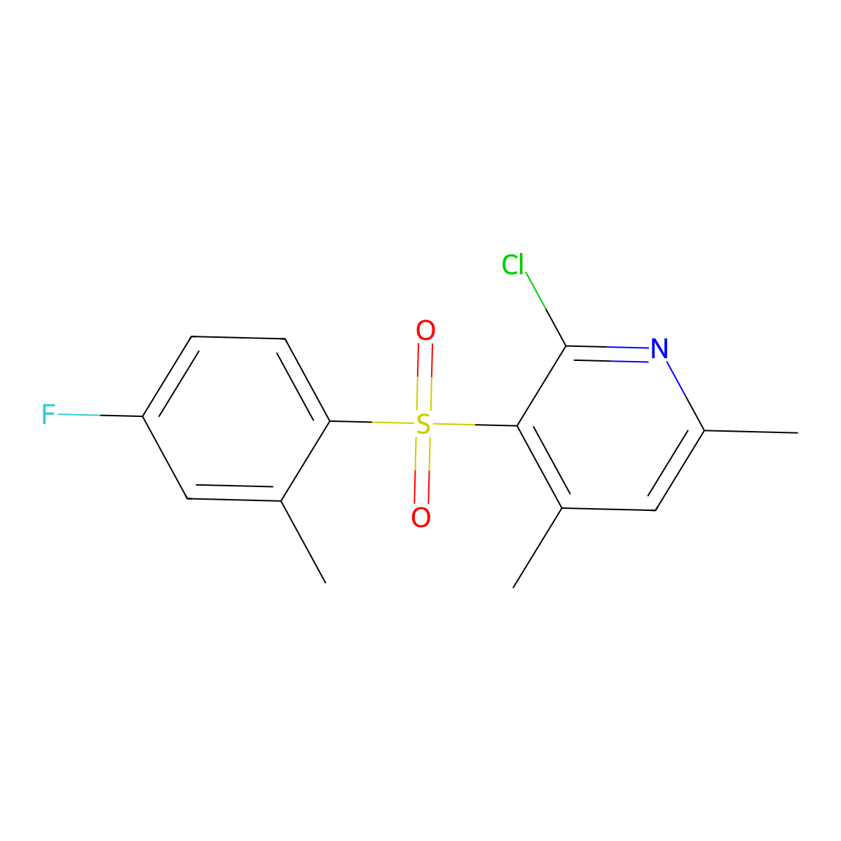2-Chloro-3-[(4-fluoro-2-methylphenyl)sulfonyl]-4,6-dimethylpyridine molecular structure, CAS 339277-01-9