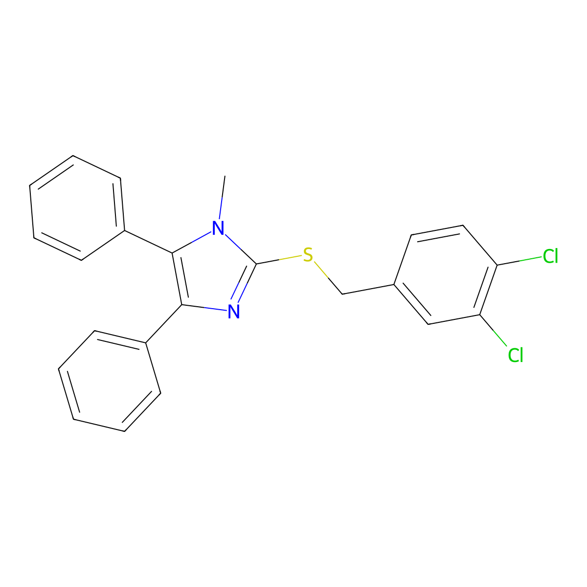 2-[(3,4-dichlorobenzyl)sulfanyl]-1-methyl-4,5-diphenyl-1H-imidazole molecular structure, CAS 339277-04-2