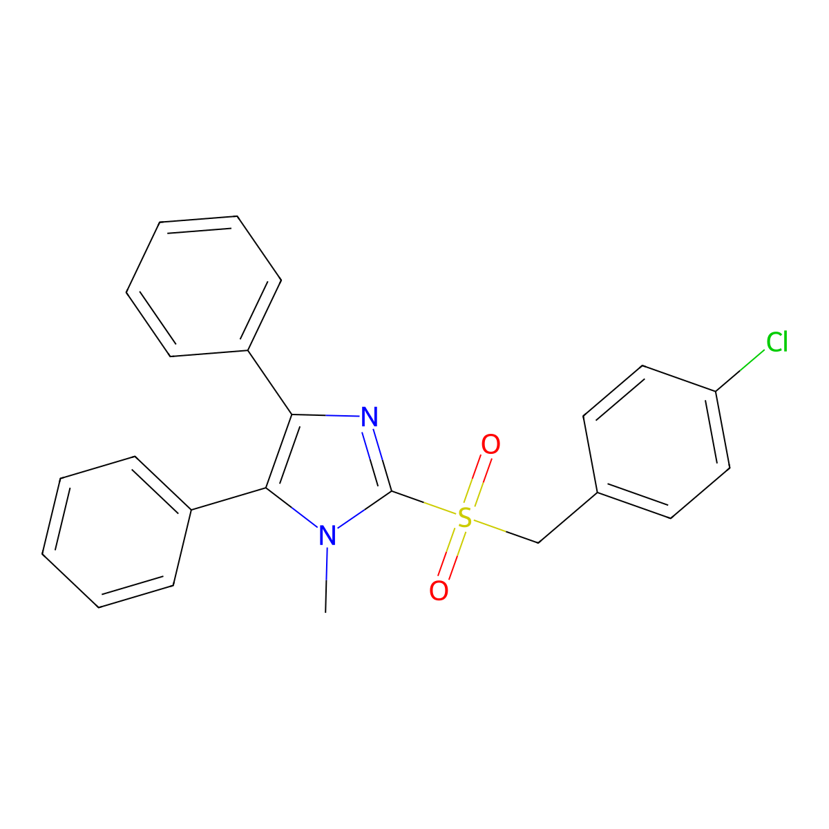 4-chlorobenzyl 1-methyl-4,5-diphenyl-1H-imidazol-2-yl sulfone molecular structure, CAS 339277-07-5