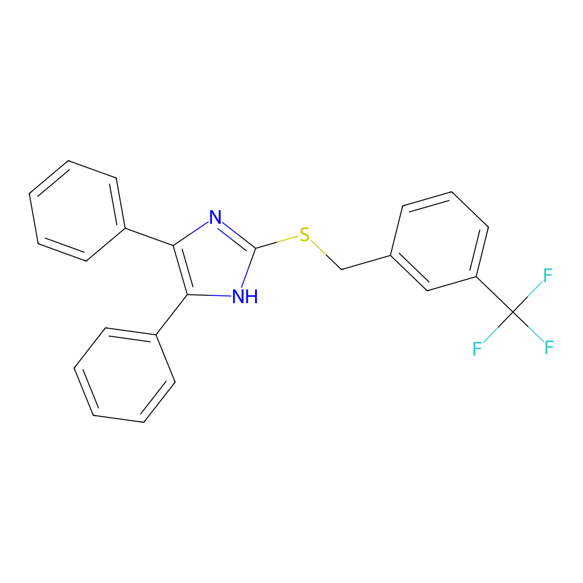 4,5-diphenyl-2-{[3-(trifluoromethyl)benzyl]sulfanyl}-1H-imidazole molecular structure, CAS 339277-11-1