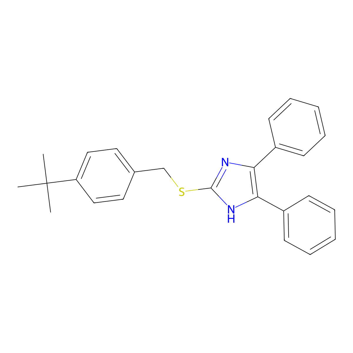 2-{[4-(tert-butyl)benzyl]sulfanyl}-4,5-diphenyl-1H-imidazole molecular structure, CAS 339277-12-2