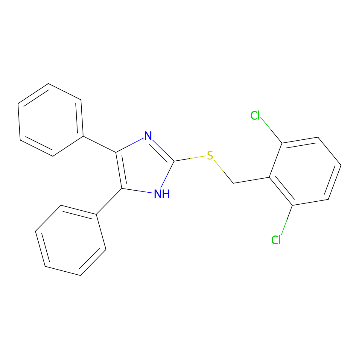 2-[(2,6-dichlorobenzyl)sulfanyl]-4,5-diphenyl-1H-imidazole molecular structure, CAS 339277-13-3