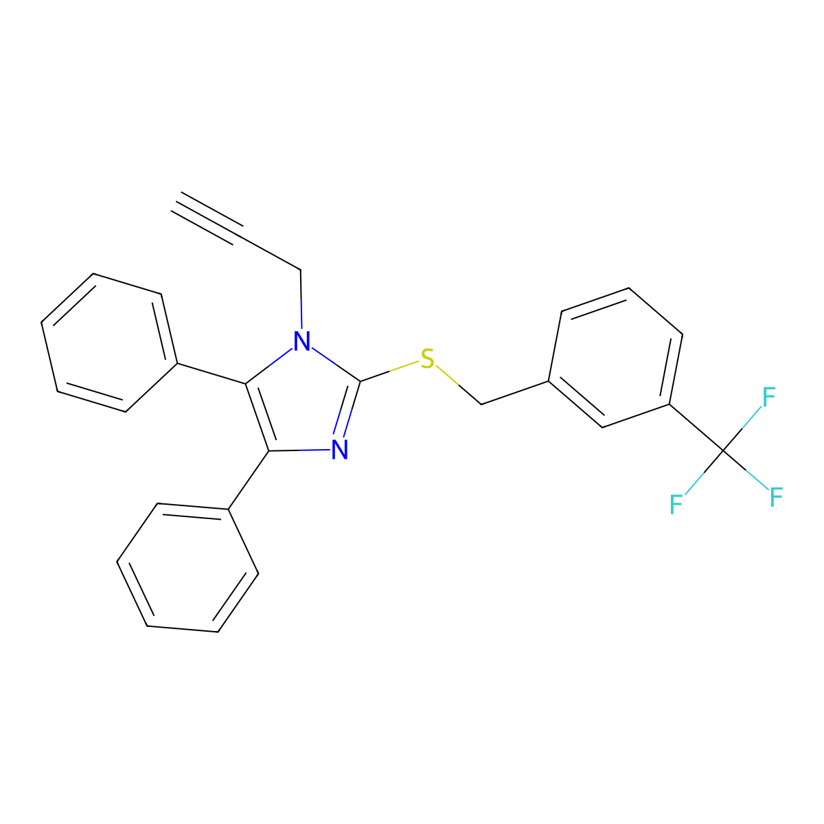 4,5-Diphenyl-1-prop-2-ynyl-2-[[3-(trifluoromethyl)phenyl]methylsulfanyl]imidazole molecular structure, CAS 339277-17-7