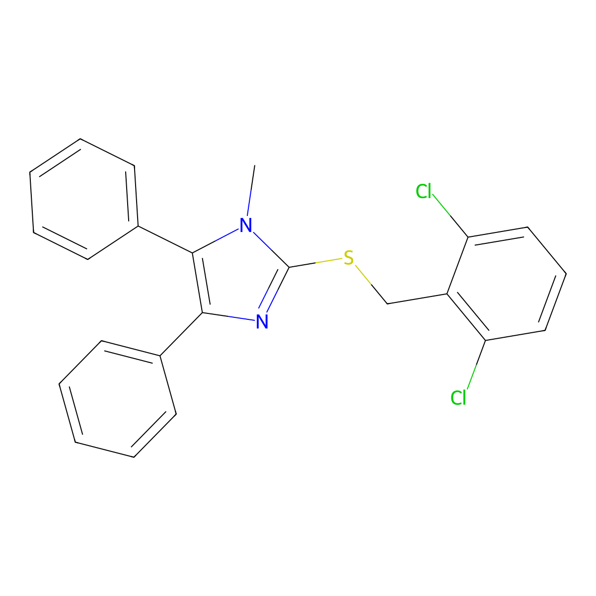 2-[(2,6-dichlorobenzyl)sulfanyl]-1-methyl-4,5-diphenyl-1H-imidazole molecular structure, CAS 339277-22-4