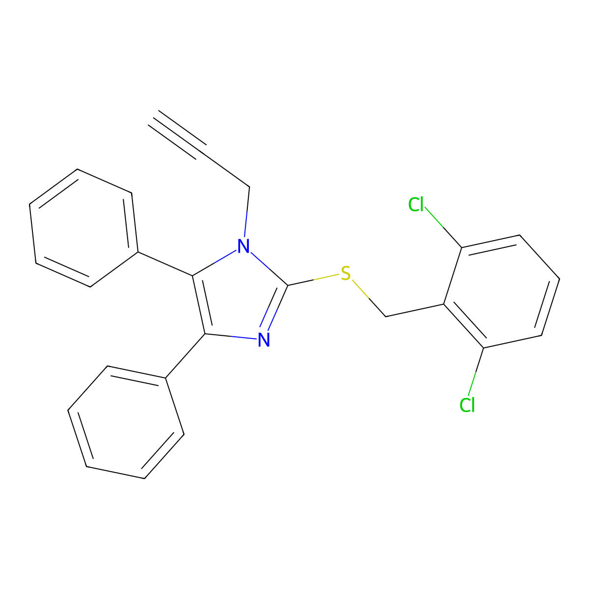 2-[(2,6-dichlorobenzyl)sulfanyl]-4,5-diphenyl-1-(2-propynyl)-1H-imidazole molecular structure, CAS 339277-25-7