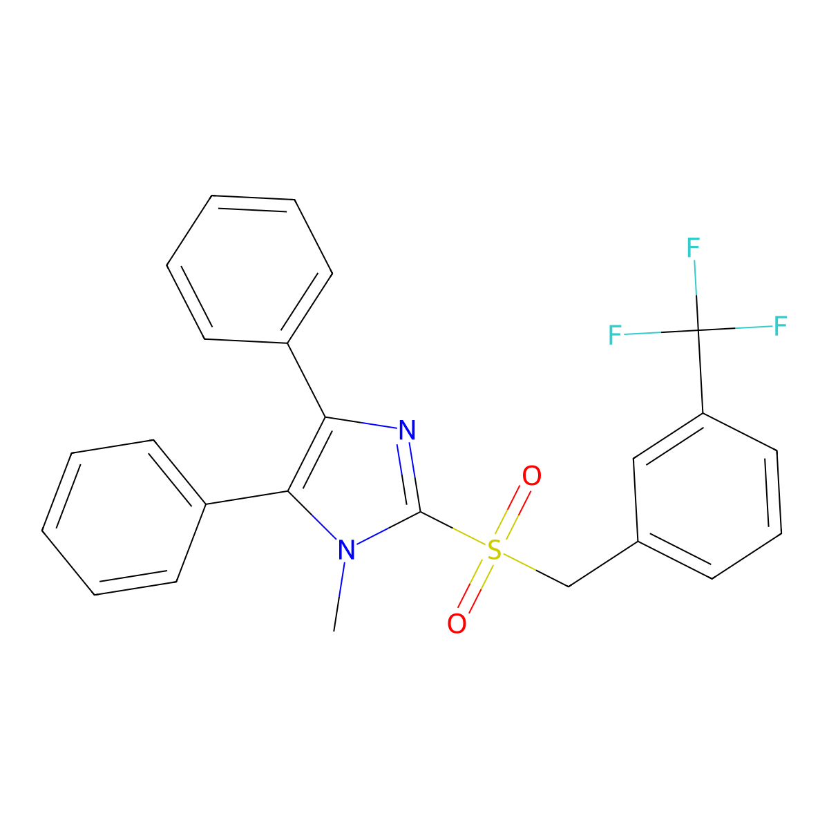 1-Methyl-4,5-diphenyl-2-[[3-(trifluoromethyl)phenyl]methylsulfonyl]imidazole molecular structure, CAS 339277-26-8