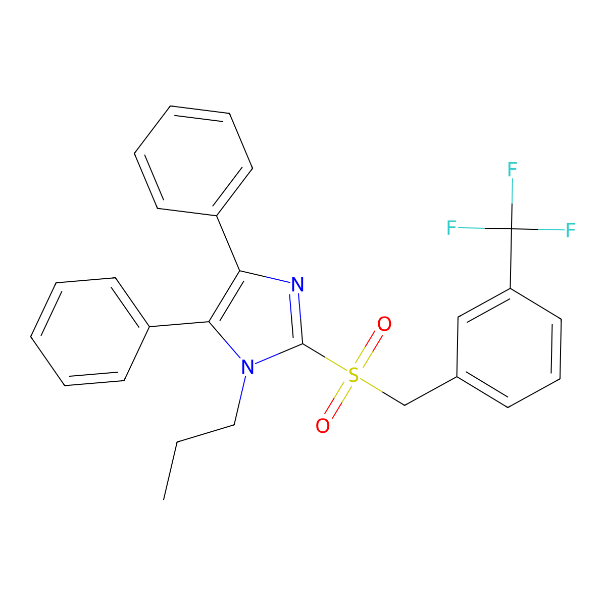 4,5-Diphenyl-1-propyl-2-[[3-(trifluoromethyl)phenyl]methylsulfonyl]imidazole molecular structure, CAS 339277-27-9