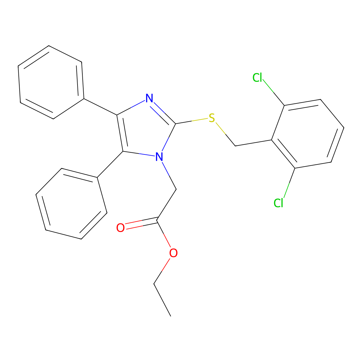 ethyl 2-{2-[(2,6-dichlorobenzyl)sulfanyl]-4,5-diphenyl-1H-imidazol-1-yl}acetate molecular structure, CAS 339277-35-9