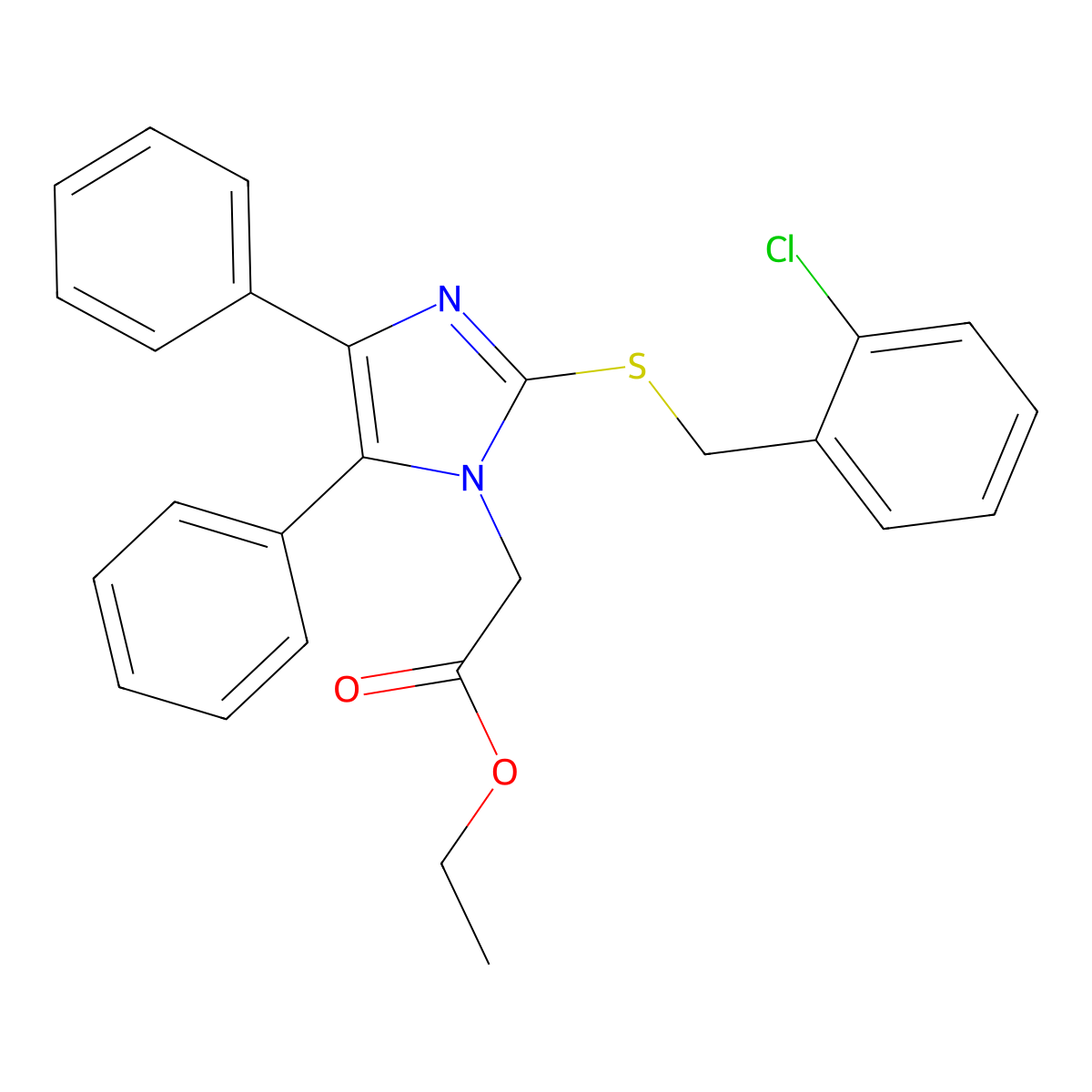 ethyl 2-{2-[(2-chlorobenzyl)sulfanyl]-4,5-diphenyl-1H-imidazol-1-yl}acetate molecular structure, CAS 339277-52-0