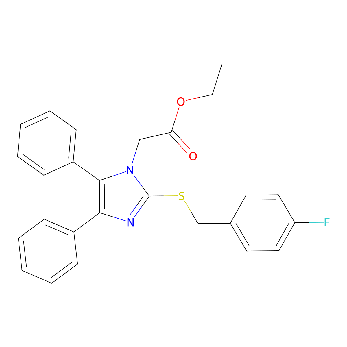ethyl 2-{2-[(4-fluorobenzyl)sulfanyl]-4,5-diphenyl-1H-imidazol-1-yl}acetate molecular structure, CAS 339277-66-6